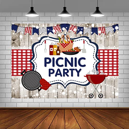 Lofaris Picnic Birthday Party Backdrop Kids BBQ Birthday Brunch Baby Shower Background Summer Bridal Shower Party Decor Cake Table Banner 5x3ft