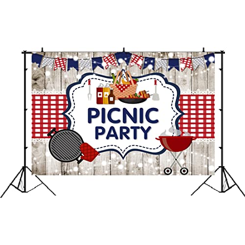 Lofaris Picnic Birthday Party Backdrop Kids BBQ Birthday Brunch Baby Shower Background Summer Bridal Shower Party Decor Cake Table Banner 5x3ft