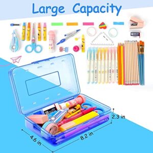 Plastic Pencil Box,1 Pack Plastic Pencil Box Large Capacity Pencil Boxes Clear Boxes with Snap-tight Lid Pencil Box Plastic Case Stickers Crayon Large Lid Stackable Supply Kids