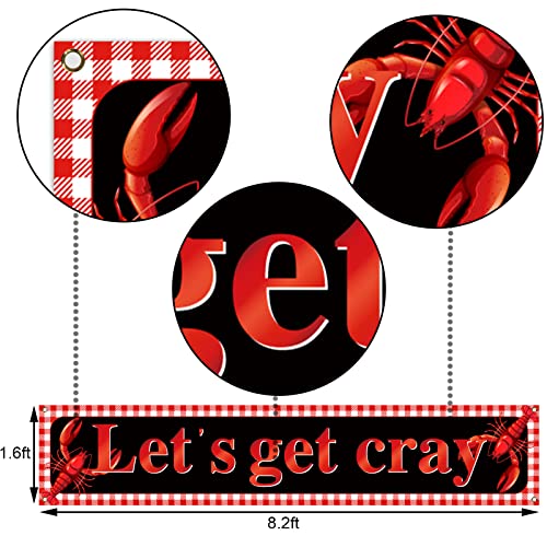 Let's Get Cray Fence Banner Crawfish Boil Themed Birthday Party Lobster Photo Booth Backdrop Yard Outdoor Decoration