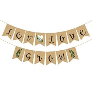 adurself let love grow burlap banner with flower pattern for wedding baby shower succulent bridal shower anniversary christmas valentine’s day party
