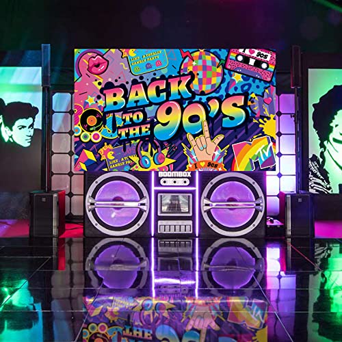 DPKOW Large Fabric 90's Banner, Back To The 90's Party Decorations, 1990s Birthday Party Photo Backdrop Decoration, Colorful 90s Party Decoration, 195 x 110cm