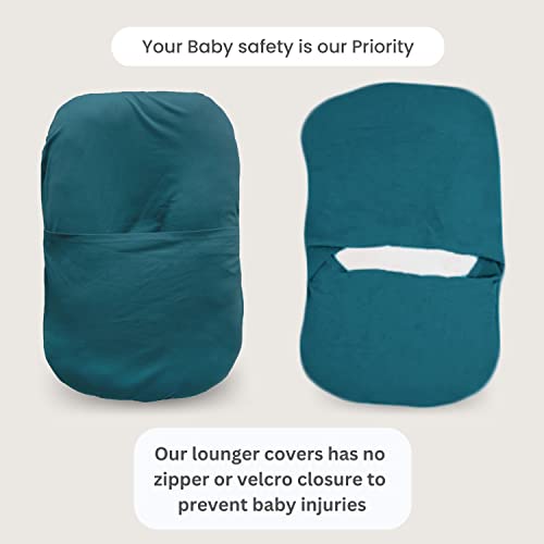 Max&So Baby Lounger Cover for Newborn - Infant Lounger Pillow Cover with Removable, Snug-Fitting Design - Ultra-Soft Cotton Cover for Newborn Lounger Pillow - Baby Nest Cover - Jade - Cover Only