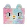 Pen+Gear 3-Ring Soft Plush Kitty Binder Pencil Pouch in Pastel Rainbow with Zip Compartment