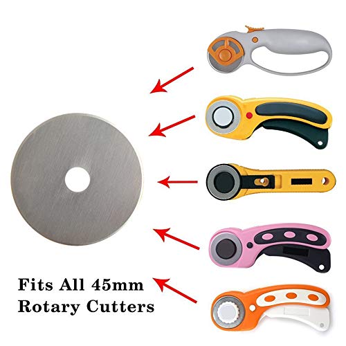 Rotary Cutter Blades 45mm 10 Pack by KISSWILL, Fits Fiskars, Olfa, Martelli, Dremel, Truecut, DAFA Rotary Cutter Replacement for Quilting Scrapbooking Sewing Arts &Crafts, Sharp and Durable
