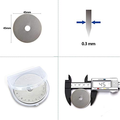 Rotary Cutter Blades 45mm 10 Pack by KISSWILL, Fits Fiskars, Olfa, Martelli, Dremel, Truecut, DAFA Rotary Cutter Replacement for Quilting Scrapbooking Sewing Arts &Crafts, Sharp and Durable