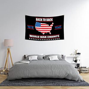 Furlista Back to back World War Champs Flag With American Flag Tapestry -3x5ft/Vibrat Color/HD printing/ 150D Polyster Banner for Man Cave Room