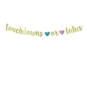 jensenlin touchdowns or tutus gender reveal banner,shiny paper banner decor for boy or girl baby shower gender reveal party decorations supplies.(glitter)