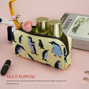 LParkin Penguins Canvas Pencil Case Pen Bag Pouch Stationary Case Makeup Cosmetic Bag Gadget Box