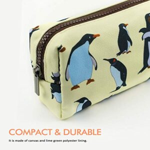 LParkin Penguins Canvas Pencil Case Pen Bag Pouch Stationary Case Makeup Cosmetic Bag Gadget Box