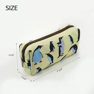 LParkin Penguins Canvas Pencil Case Pen Bag Pouch Stationary Case Makeup Cosmetic Bag Gadget Box