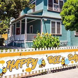 Large Happy Bee Day Banner | Bumble Bee Birthday Party Decoration | Happy Bee Day Party Supplies | Bumblebee Baby Shower Decoration - 9.8 x 1.6FT