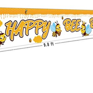 Large Happy Bee Day Banner | Bumble Bee Birthday Party Decoration | Happy Bee Day Party Supplies | Bumblebee Baby Shower Decoration - 9.8 x 1.6FT