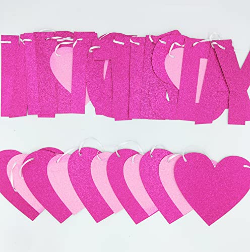 JOZON Happy Mother's Day Banner and Heart Banner Rose Red Pink Glitter Mothers Day Garland Banner with Heart Signs Thanks Mom Best Mom Ever Family Photo Props Backdrops Mother’s Day Party Decorations