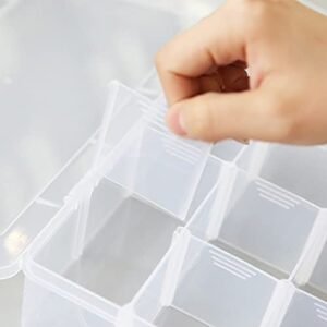 2 Pack 15 Large Compartments Organizer Box Clear Plastic Jewelry Storage Container Box Craft Organizer Case with Removable Dividers for Beads Small Parts Jewelry Crafts(10.8" × 6.5" x 2.2")