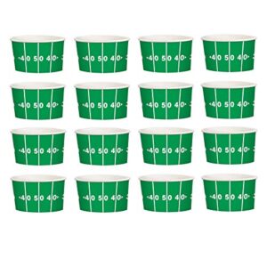 football party supplies – green yard line paper cups for snacks and favors, 9.5 ounce size (serves 16)