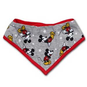 Disney Mickey Mouse Boys’ Short Sleeve Bodysuit, Bib and Joggers Set for Newborn – Red/Grey or Blue/Grey