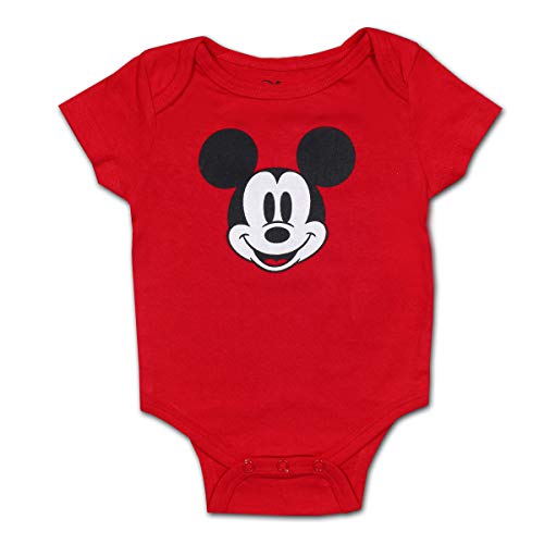 Disney Mickey Mouse Boys’ Short Sleeve Bodysuit, Bib and Joggers Set for Newborn – Red/Grey or Blue/Grey