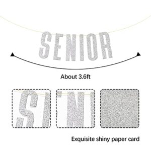 Silver Glitter Senior Banner Congrats Grad High School College Graduation Party Decorations