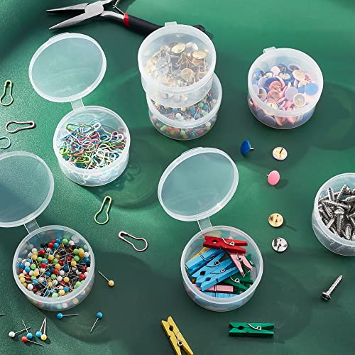 BENECREAT 40Pack 35ml Round Frosted Plastic Bead Storage Containers Box Case with Screw Top Lid for Items, Tiny Bead, Jewerlry Findings and Small Items