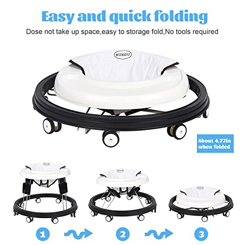 The Foldable Baby Walker, Suitable for 66-80cm Height Wheeled Baby boy and Girl Walker, Mute Anti-Rollover Baby Walker, Avoid Bicycle Rollover, Foldable Baby Chair