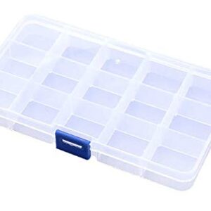 WOIWO Plastic Jewelry Box Organizer Storage Container with Adjustable Divider Removable Grid Compartment (15 Grids)