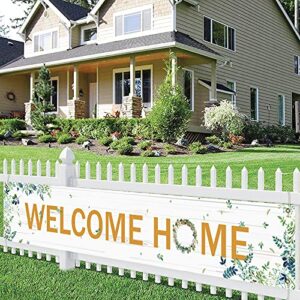 WHPCT Welcome Home Large Banner, Housewarming Party Sign, Flower Cluster Welcome Banner Yard Sign, Spring Summer Floral Welcome Home Banner for House Outside Decor 9.8X1.6Ft WB-ALPmk-ow
