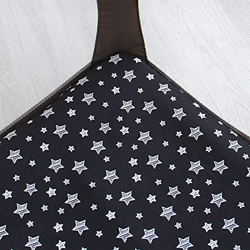 Pack and Play Sheets Fitted Boy, Mini Crib Sheets fits 39"x 27"x 5" Graco Playard Playpen, Black Star Print Pack and Play Fitted Sheets for Mini Crib Bedding