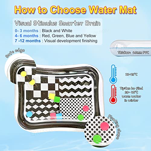 QIUXQIU Toddlers Water Mat Infantable Infants High Contrast Tummy time Baby Water Mat Perfect for Practicing Montessori Time Have Fun Play Activity Center Your Newborn Baby Gear Must Haves