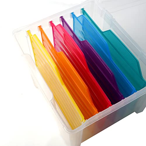 Greeting Card Storage & Organizer Box with 6 Coloful Removable Dividers for Holiday Birthday Get Well Cards Photos, Crafts, Scrapbooking, Paper, Stickers and More(mix color)…