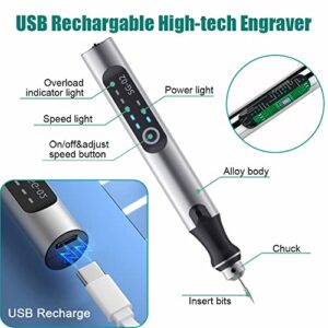 USB Rechargable Engraving Machines With 35bits,Mini Electric Engraver Etching Pen Cordless Rotary Tools Engraved Jewelry Glass Stone Metal Plastic Wood Resin