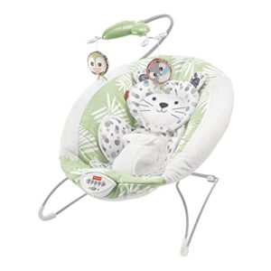 ​fisher-price snow leopard deluxe bouncer, bouncing baby seat with soothing music, sounds, and vibrations