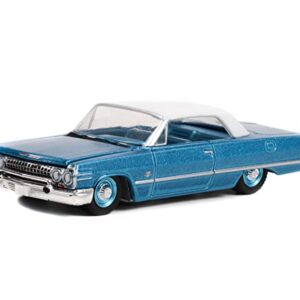 1963 Chevy Impala SS 409 Convertible Azure Aqua Blue Met. w/Cream Top (Lot #1119) Barrett-Jackson 1/64 Diecast Model Car by Greenlight 37260 B