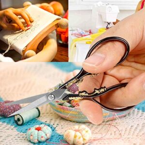 BIHRTC 4.33 Inches Vintage European Style Stainless Steel Auspicious Clouds Scissors for Needlework, Embroidery, Sewing, Craft, Art Work & Everyday Use (Black)