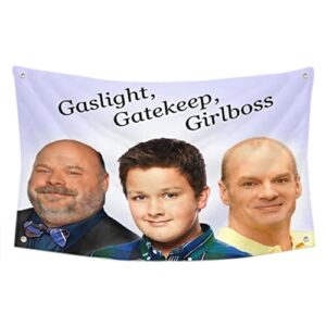 cayyon gibby gaslight gatekeep girlboss funny banner flag tapestry 3x5feet college dorm frat or man cave decor (girlboss)