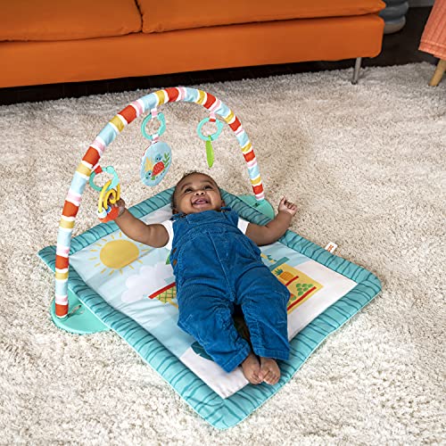 Bright Starts Tiki Bar Baby Activity Gym & Tummy Time Mat with Bar and 3 , Newborn to 3 Years