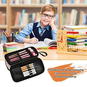 OTVEE Large Capacity Pencil Case 3 Compartments Pencil Pouch Portable Pencil Box with Handle Cute Red Eyes Hamster Pen Organizer Stationery Bag for School College Office Teen Girls Boy Women Men