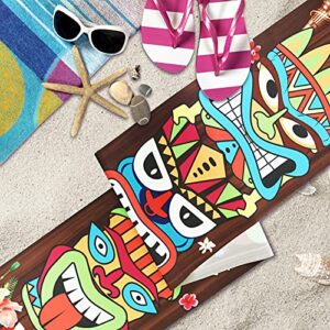 Tiki Banner Luau Hawaiian Party Decorations Set Tiki Totem Porch Sign for Aloha Tropical Hawaii Hibiscus Wall Hanging Decor Door Banner Carnival Party Jungle Background Backdrop (Tiki Luau Banner)