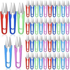 100 pcs 4″ sewing scissors for fabric cutting lightweight yarn thread cutter u shaped trimming embroidery scissors cross stitch thread snips for fabric diy art project household supplies, random color