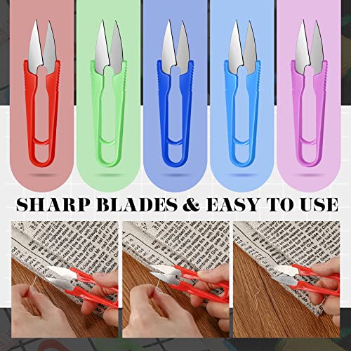100 Pcs 4" Sewing Scissors for Fabric Cutting Lightweight Yarn Thread Cutter U Shaped Trimming Embroidery Scissors Cross Stitch Thread Snips for Fabric DIY Art Project Household Supplies, Random Color