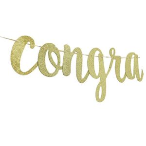 Congratulations Banner - Graduation Wedding Engagement Bridal Shower Baby Shower Housewarming Party Banner Sign,2020 Pennant Flags Garland Photo Props for Graduation Party Favors(Gold Glitter).