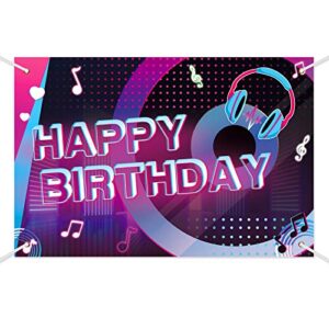 music happy birthday backdrops, musical themes birthday yard sign, karaoke party decorations short video studio banner, photography background for boy girl music notes party supplies 7×4.3ft