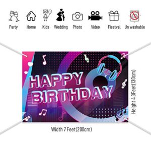 Music Happy Birthday Backdrops, Musical Themes Birthday Yard Sign, Karaoke Party Decorations Short Video Studio Banner, Photography Background for Boy Girl Music Notes Party Supplies 7x4.3FT