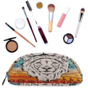 Pardick Pencil Case Animal Lion Enthnic Pencil Pouch Pencil Bags Half Round Pencil Organizer with Zipper, Adults Pencil Boxes Makeup Bag Pencil Storage Bag for Office School