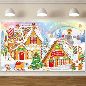 christmas gingerbread photo backdrop decoration sweet merry christmas gingerbread house banner santa candy background for christmas baby shower birthday wall decorations in 72.8 x 43.3 inch