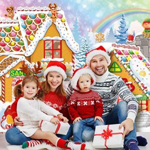 Christmas Gingerbread Photo Backdrop Decoration Sweet Merry Christmas Gingerbread House Banner Santa Candy Background for Christmas Baby Shower Birthday Wall Decorations in 72.8 x 43.3 Inch