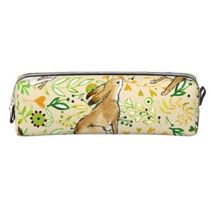 allgobee pu leather pencil bag pen case cute-bunny-rabbit-watercolor students stationery pouch pencil holder desk organizer