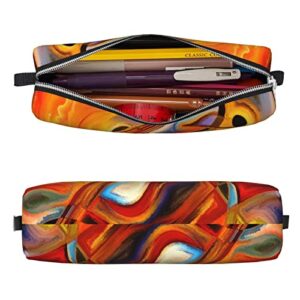 allgobee Pu Leather Pencil Bag Pen Case Colorful-Human-Musical-Arts Students Stationery Pouch Pencil Holder Desk Organizer