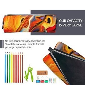 allgobee Pu Leather Pencil Bag Pen Case Colorful-Human-Musical-Arts Students Stationery Pouch Pencil Holder Desk Organizer