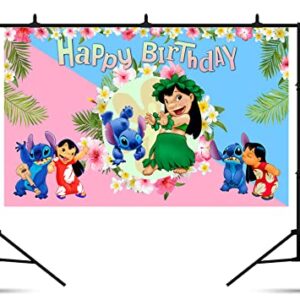 huio Hawaiian Aloha Backdrop for Lilo and Stitch Theme Birthday Party Supplies 6x4ft Tropical Summer Photo Background for StitchTheme Party Cake Table Decorations Baby Shower Banner, One Size